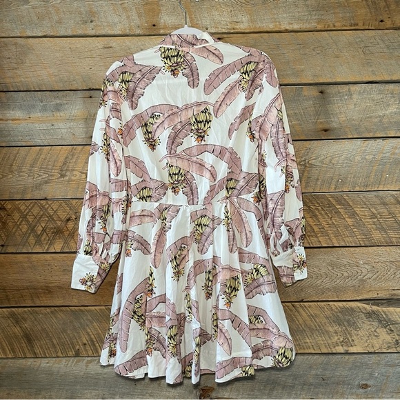 Desmond & Dempsey x H&M XS Cotton Banana Leaf Print Button Dress Puff Sleeve - Picture 9 of 15